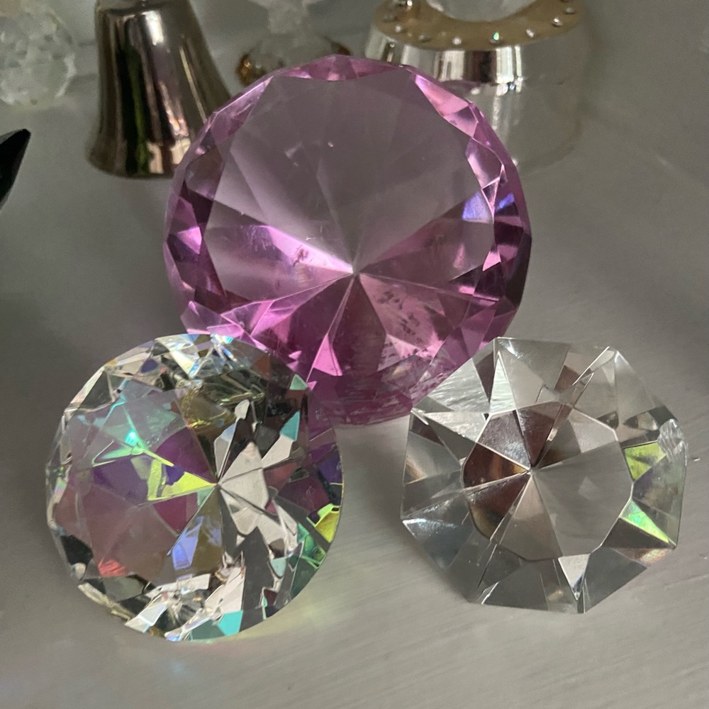 Trio of Faceted Oleg Cassini Crystal paperweights